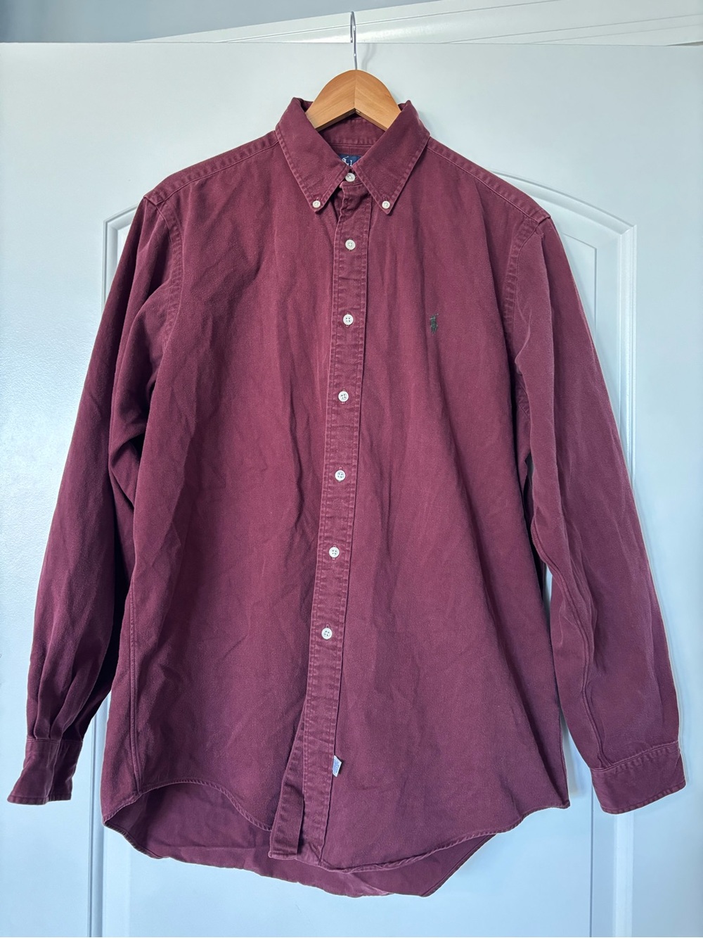 Vintage Polo Ralph Lauren Burgundy Cotton Twill Button Down Shirt - Men's L